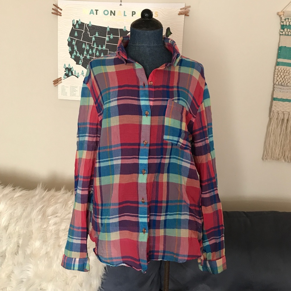 Colorful plaid button up